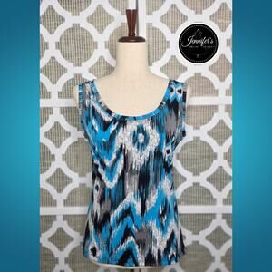 3/$25 Clear Sky Turquoise Black Gray Abstract Tank Top Size Medium
